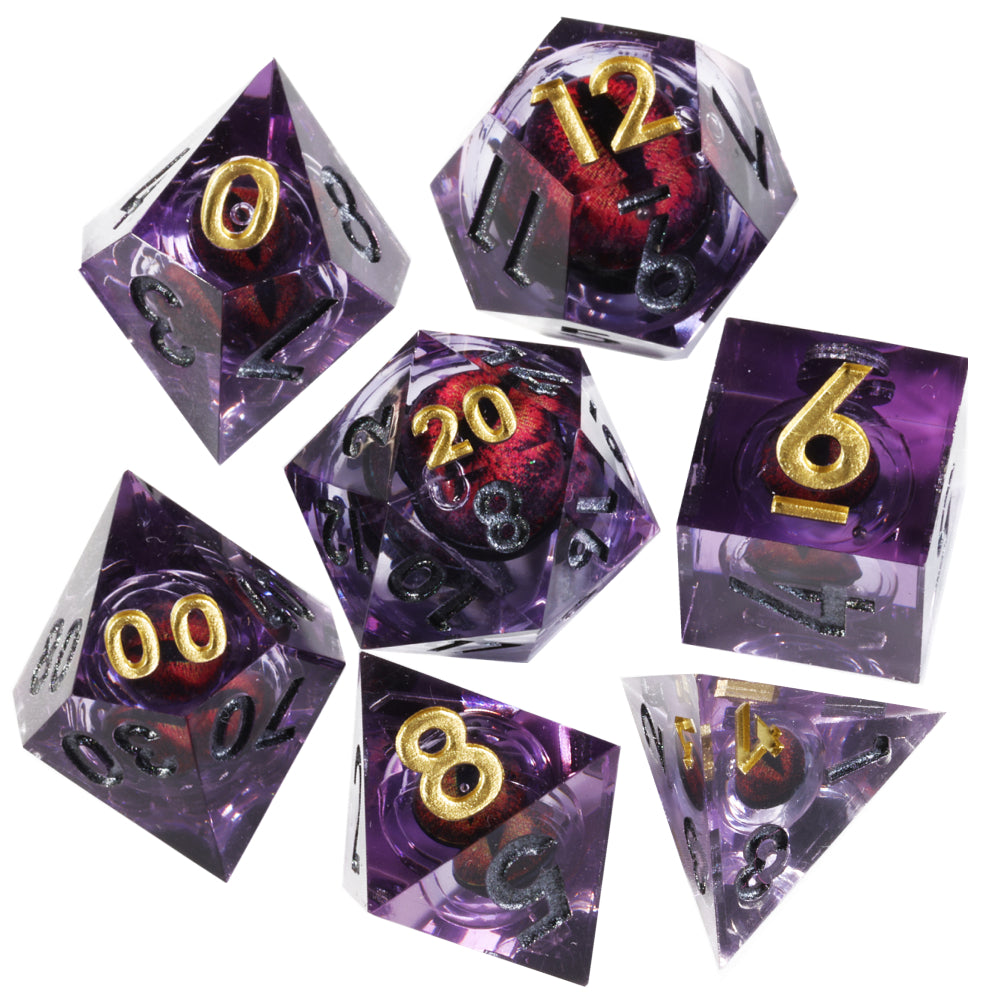 Dragon Eye Series - Red Dragon 3rd Edition: Handcrafted Resin TTRPG Dice Set - Drakmore Dice