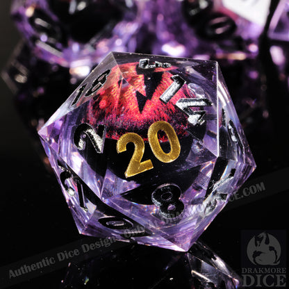 Dragon Eye Series - Red Dragon 3rd Edition: Handcrafted Resin TTRPG Dice Set - Drakmore Dice