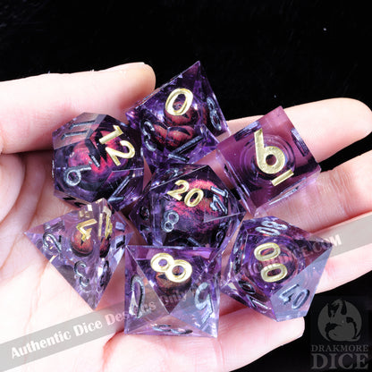 Dragon Eye Series - Red Dragon 3rd Edition: Handcrafted Resin TTRPG Dice Set - Drakmore Dice