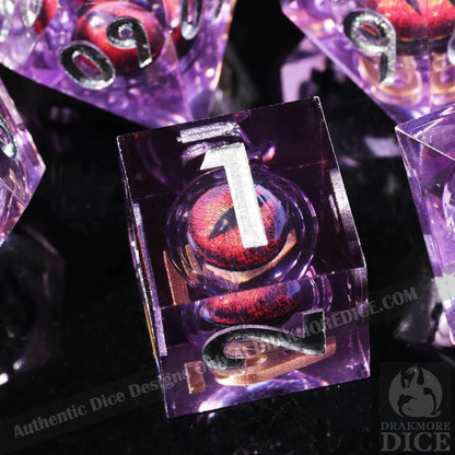 Dragon Eye Series - Red Dragon 3rd Edition: Handcrafted Resin TTRPG Dice Set - Drakmore Dice