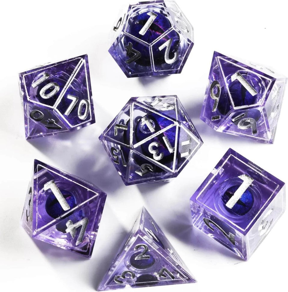 Dragon Eye Series - Purple Dragon 2nd Edition: Handcrafted Resin TTRPG Dice Set - Drakmore Dice