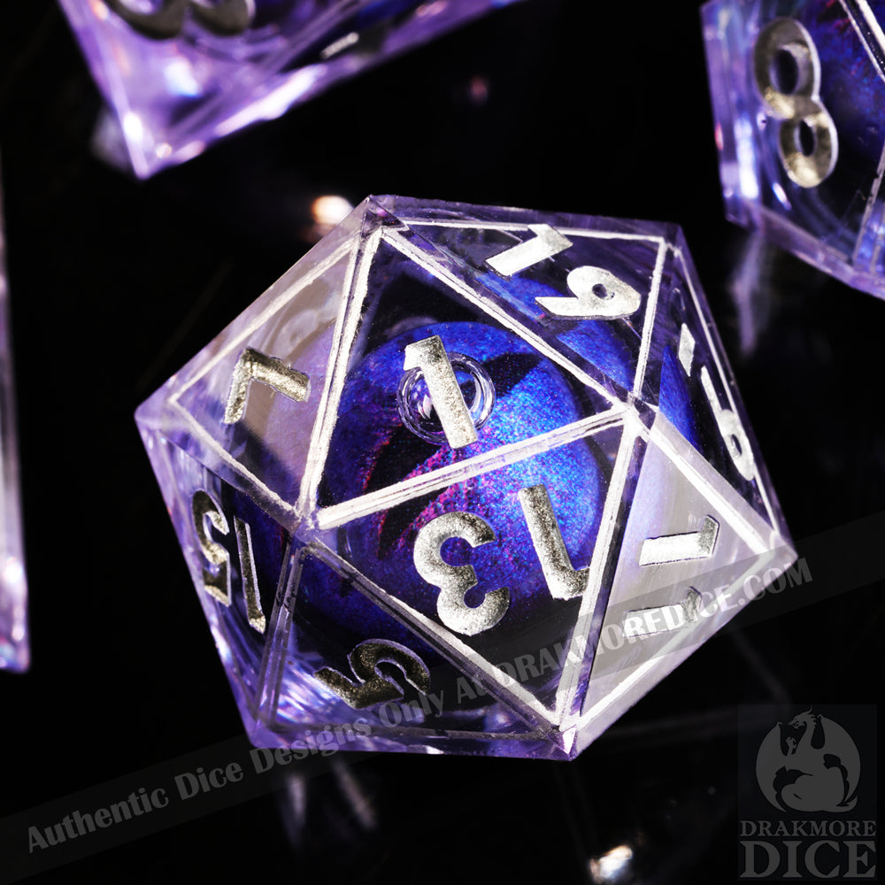 Dragon Eye Series - Purple Dragon 2nd Edition: Handcrafted Resin TTRPG Dice Set - Drakmore Dice