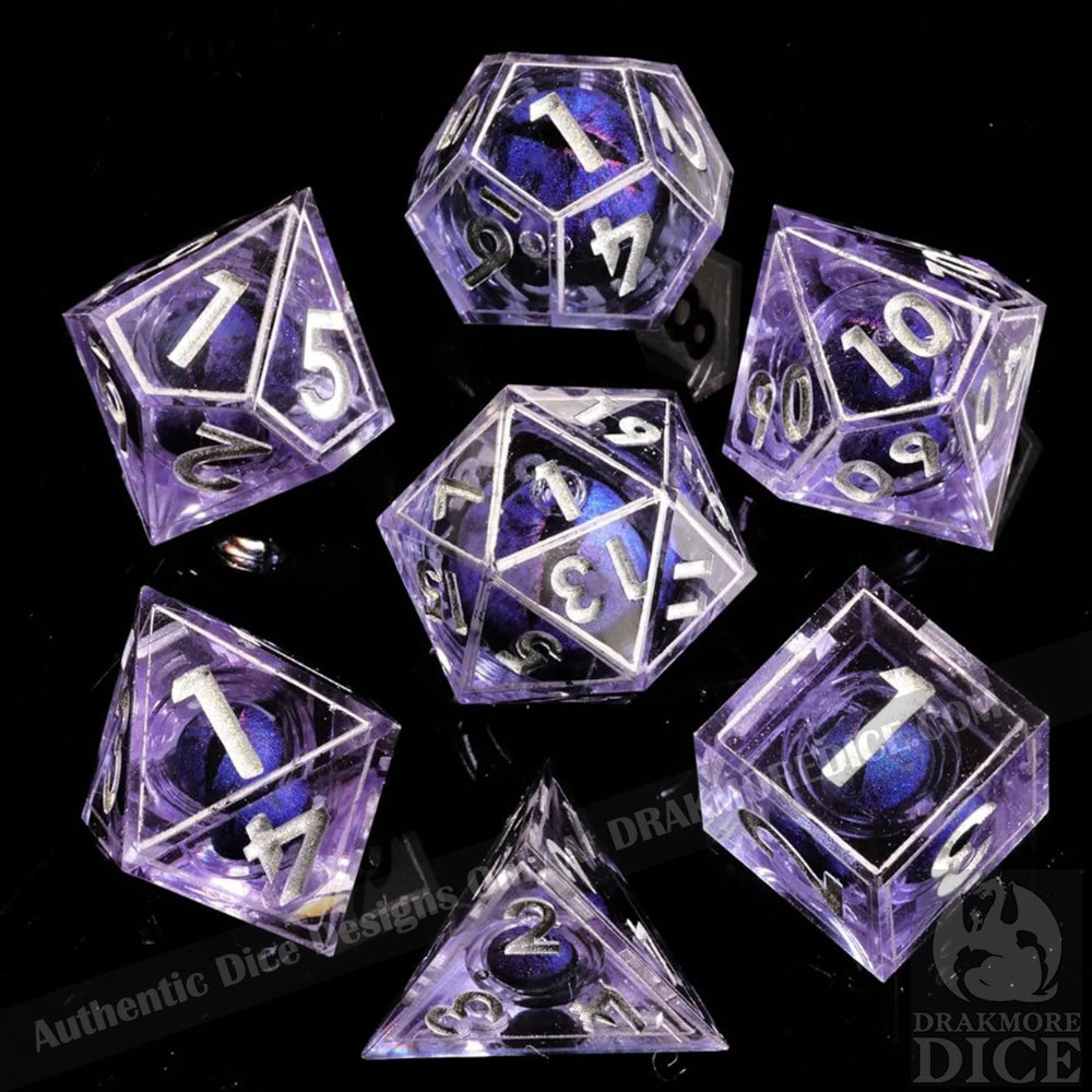 Dragon Eye Series - Purple Dragon 2nd Edition: Handcrafted Resin TTRPG Dice Set - Drakmore Dice