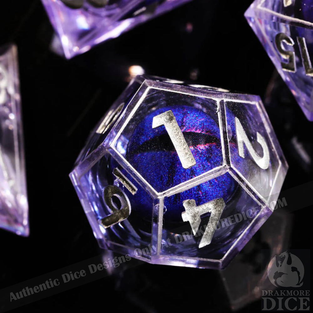 Dragon Eye Series - Purple Dragon 2nd Edition: Handcrafted Resin TTRPG Dice Set - Drakmore Dice