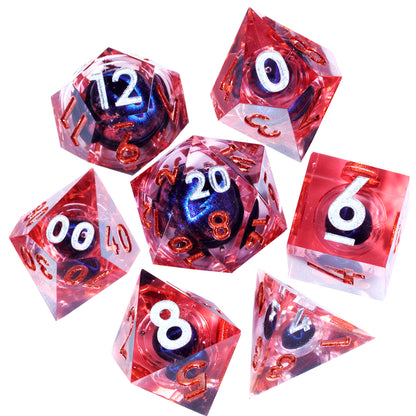 Dragon Eye Series - Fire Blue Dragon 1st Edition: Handcrafted Resin TTRPG Dice Set - Drakmore Dice