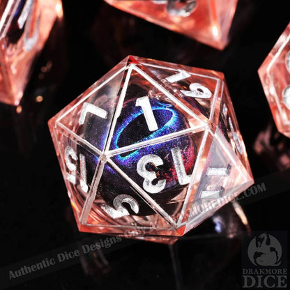 Dragon Eye Series - Fire Blue Dragon 3rd Edition: Handcrafted Resin TTRPG Dice Set - Drakmore Dice