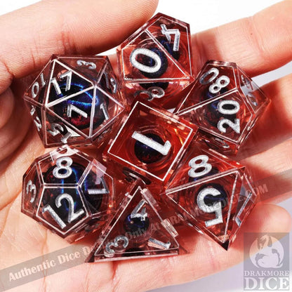 Dragon Eye Series - Fire Blue Dragon 3rd Edition: Handcrafted Resin TTRPG Dice Set - Drakmore Dice