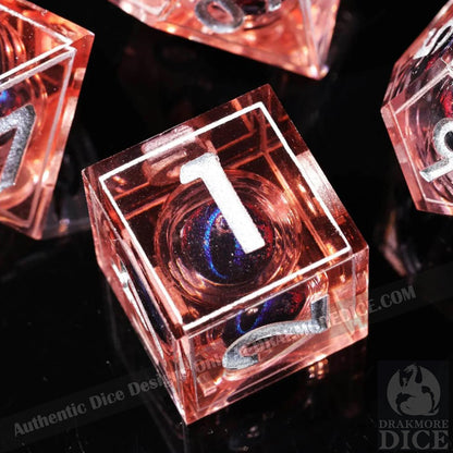 Dragon Eye Series - Fire Blue Dragon 3rd Edition: Handcrafted Resin TTRPG Dice Set - Drakmore Dice