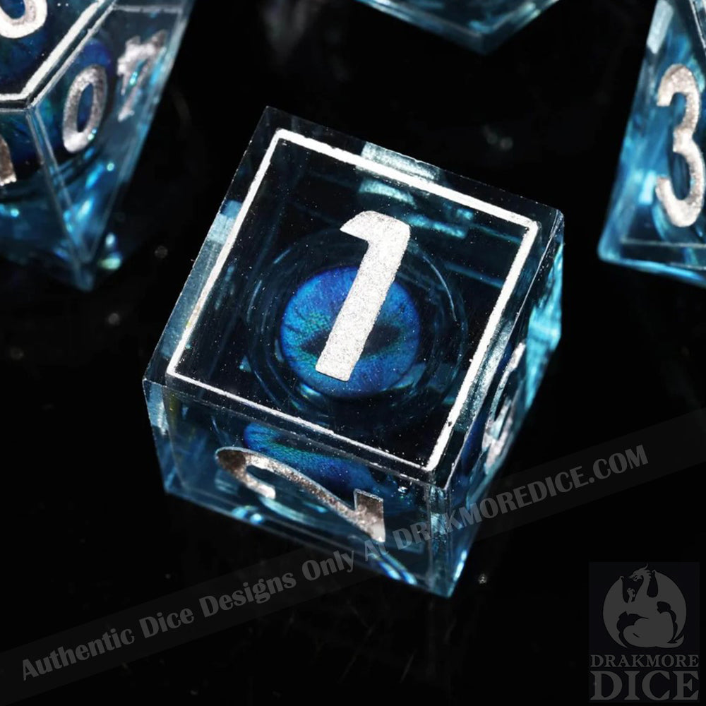 Dragon Eye Series - Blue Dragon 2nd Edition: Handcrafted Resin TTRPG Dice Set - Drakmore Dice