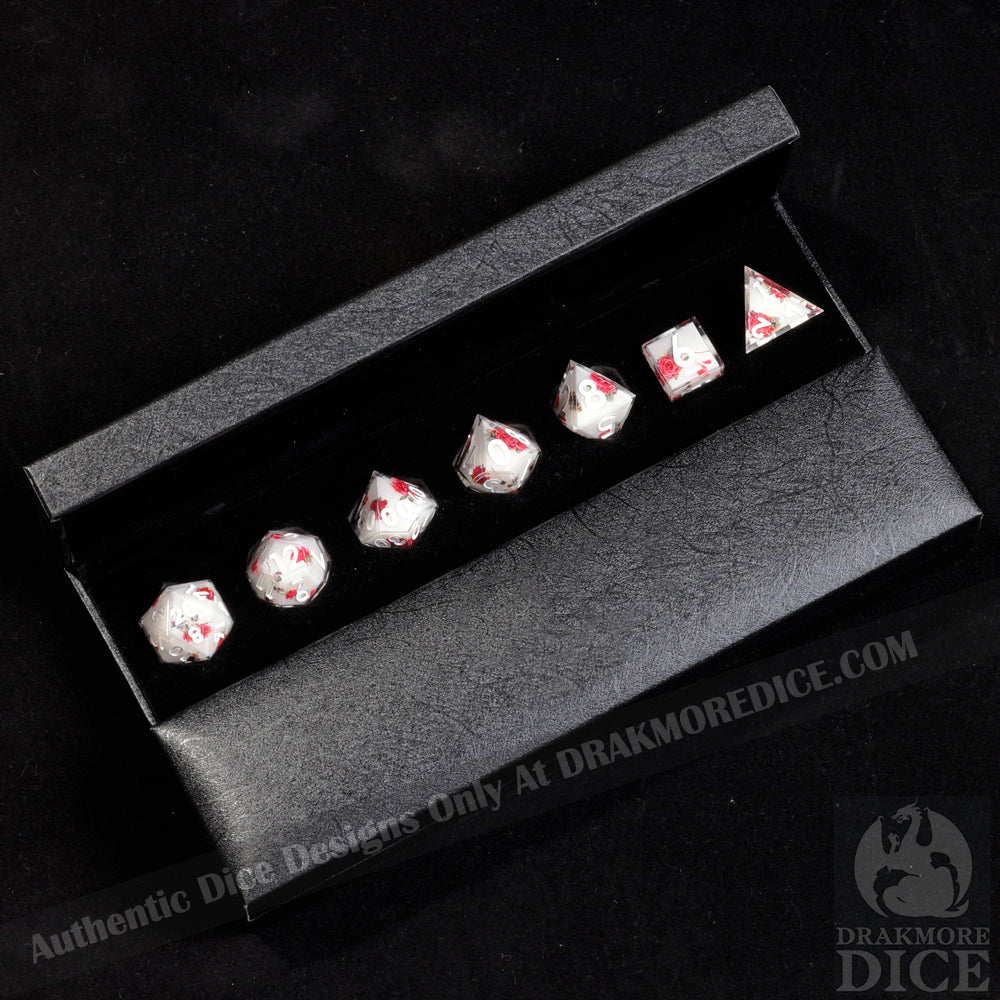 Crimson Fate: Handcrafted Resin TTRPG Dice Set - Drakmore Dice