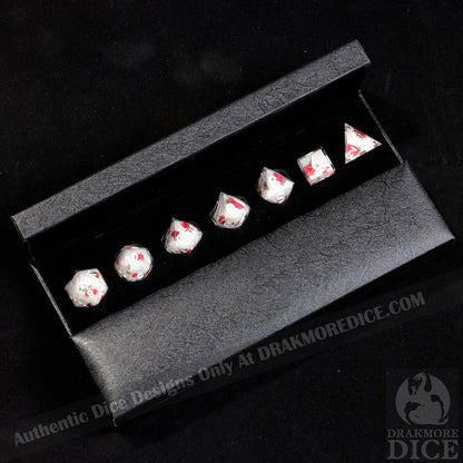 Crimson Fate: Handcrafted Resin TTRPG Dice Set - Drakmore Dice