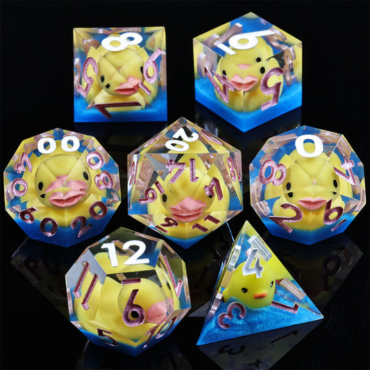 Lucky Ducky: 3D Handcrafted Resin TTRPG Dice Set - Drakmore Dice