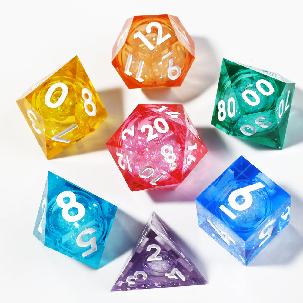 Arcane Rainbow: Handcrafted Resin TTRPG Dice Set - Drakmore Dice