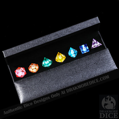 Arcane Rainbow: Handcrafted Resin TTRPG Dice Set - Drakmore Dice