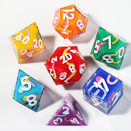 Carnival Chaos: Handcrafted Resin TTRPG Dice Set - Drakmore Dice