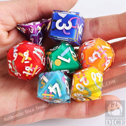 Carnival Chaos: Handcrafted Resin TTRPG Dice Set - Drakmore Dice