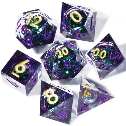 Amethyst Ward: Handcrafted Resin TTRPG Dice Set - Drakmore Dice