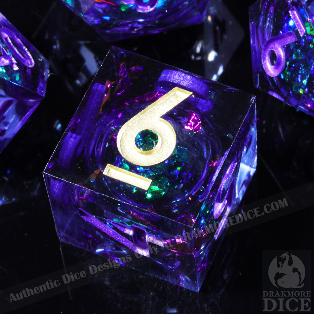 Amethyst Ward: Handcrafted Resin TTRPG Dice Set - Drakmore Dice