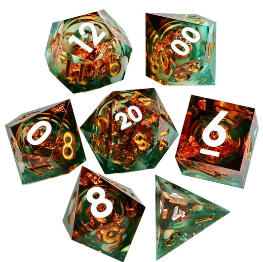 Coral Reef: Handcrafted Resin TTRPG Dice Set - Drakmore Dice