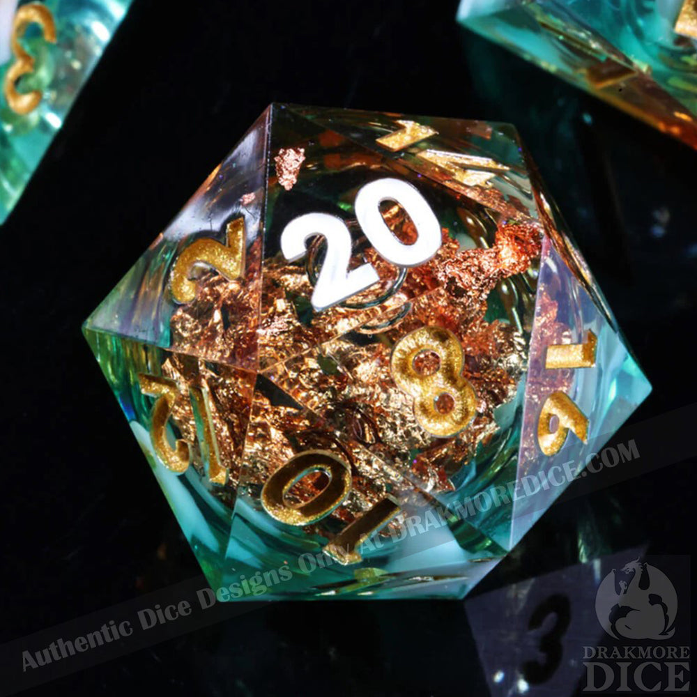 Coral Reef: Handcrafted Resin TTRPG Dice Set - Drakmore Dice