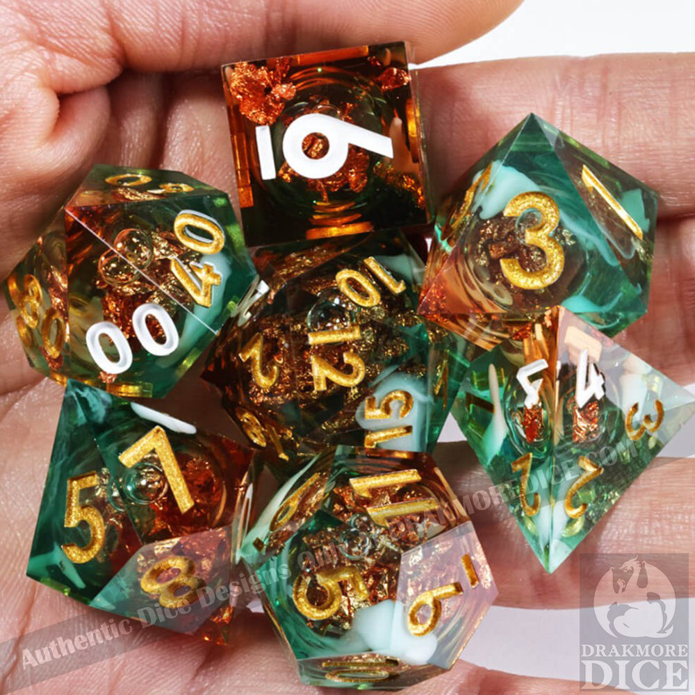 Coral Reef: Handcrafted Resin TTRPG Dice Set - Drakmore Dice