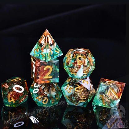 Coral Reef: Handcrafted Resin TTRPG Dice Set - Drakmore Dice