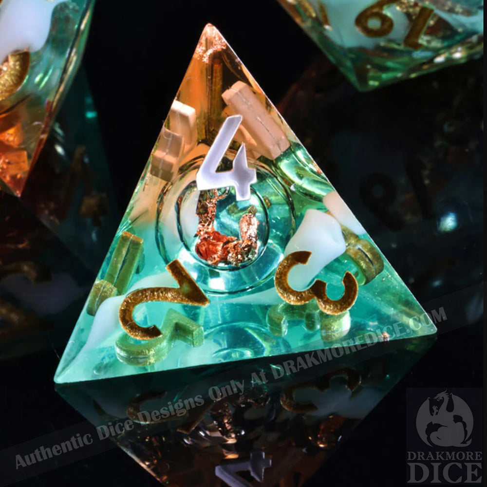 Coral Reef: Handcrafted Resin TTRPG Dice Set - Drakmore Dice