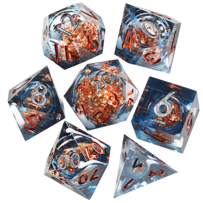 Summit Ember: Handcrafted Resin TTRPG Dice Set - Drakmore Dice