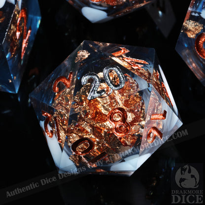 Summit Ember: Handcrafted Resin TTRPG Dice Set - Drakmore Dice