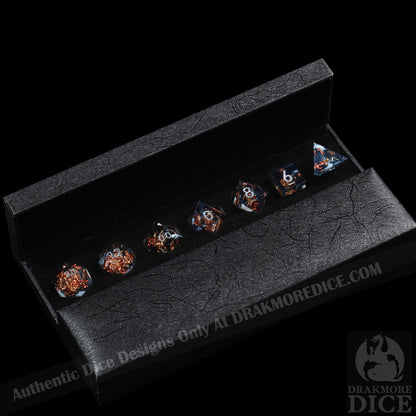 Summit Ember: Handcrafted Resin TTRPG Dice Set - Drakmore Dice