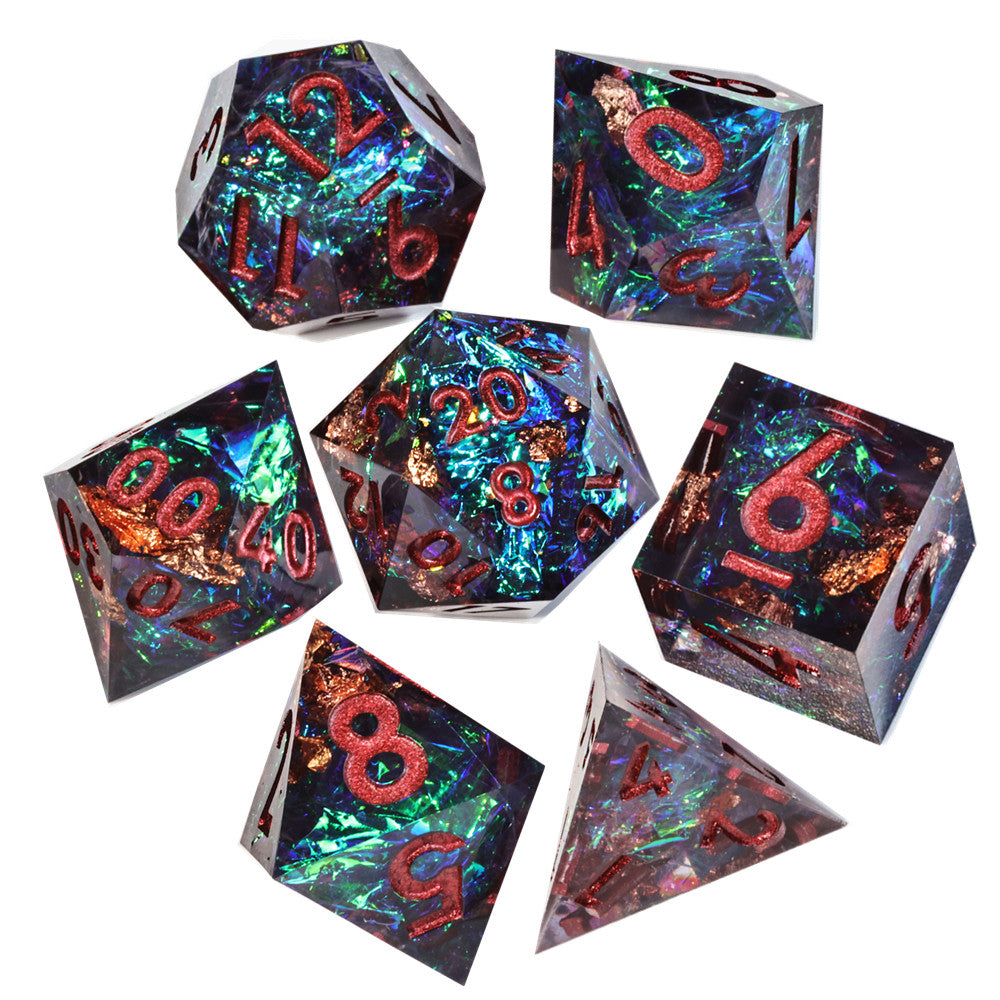 Tidal Veil: Handcrafted Resin TTRPG Dice Set - Drakmore Dice