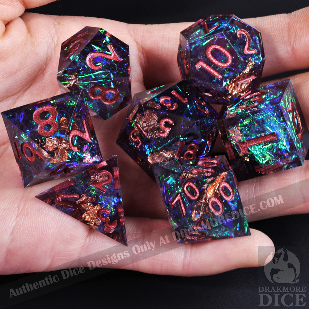 Tidal Veil: Handcrafted Resin TTRPG Dice Set - Drakmore Dice