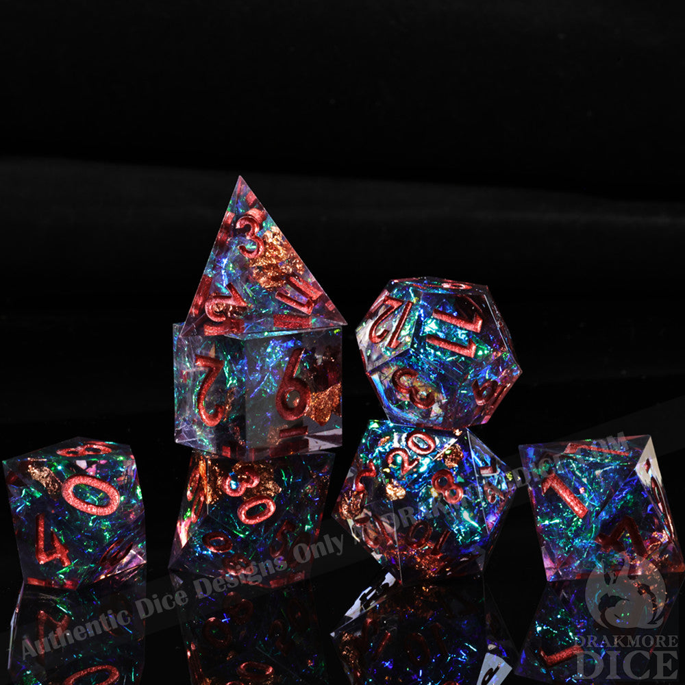 Tidal Veil: Handcrafted Resin TTRPG Dice Set - Drakmore Dice