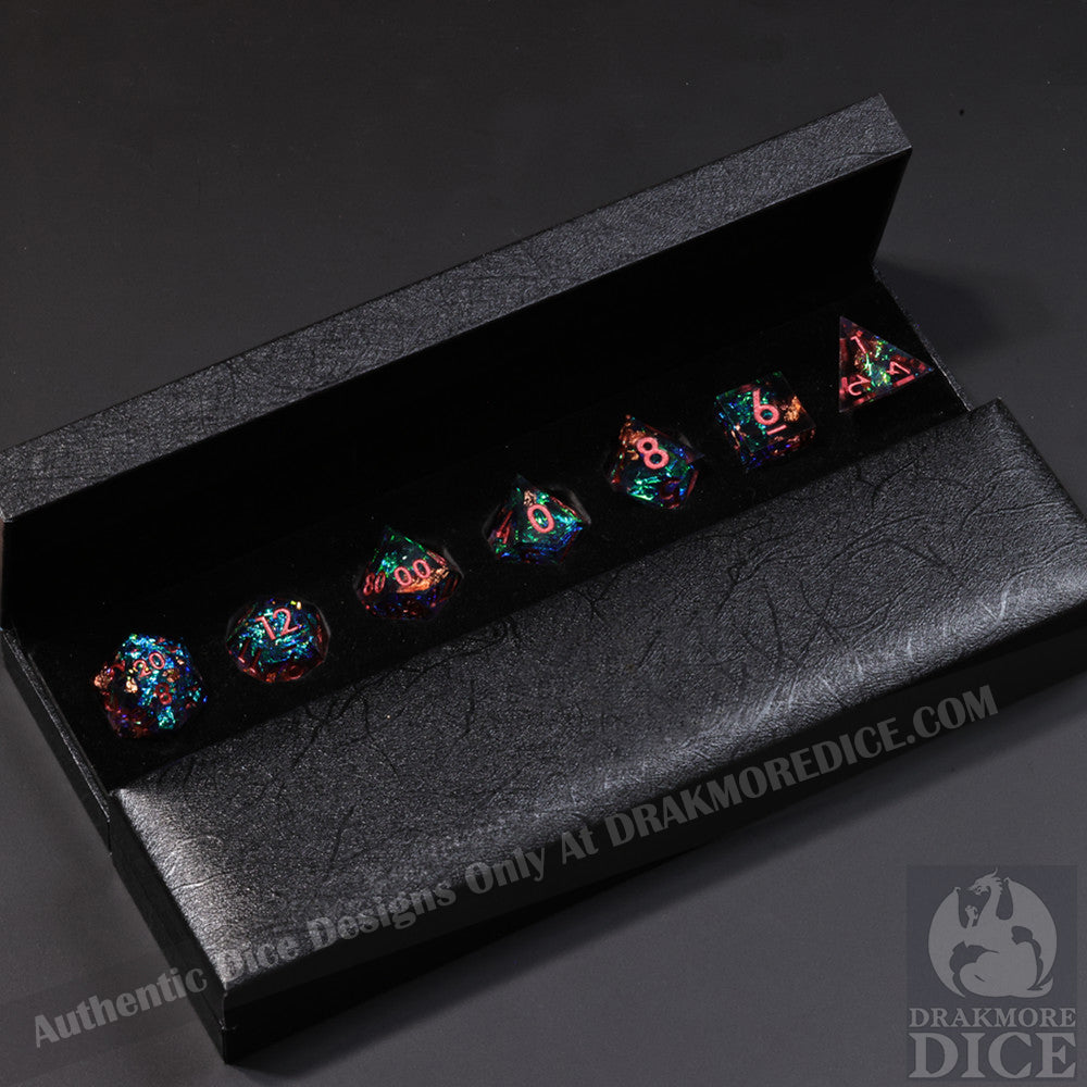 Tidal Veil: Handcrafted Resin TTRPG Dice Set - Drakmore Dice