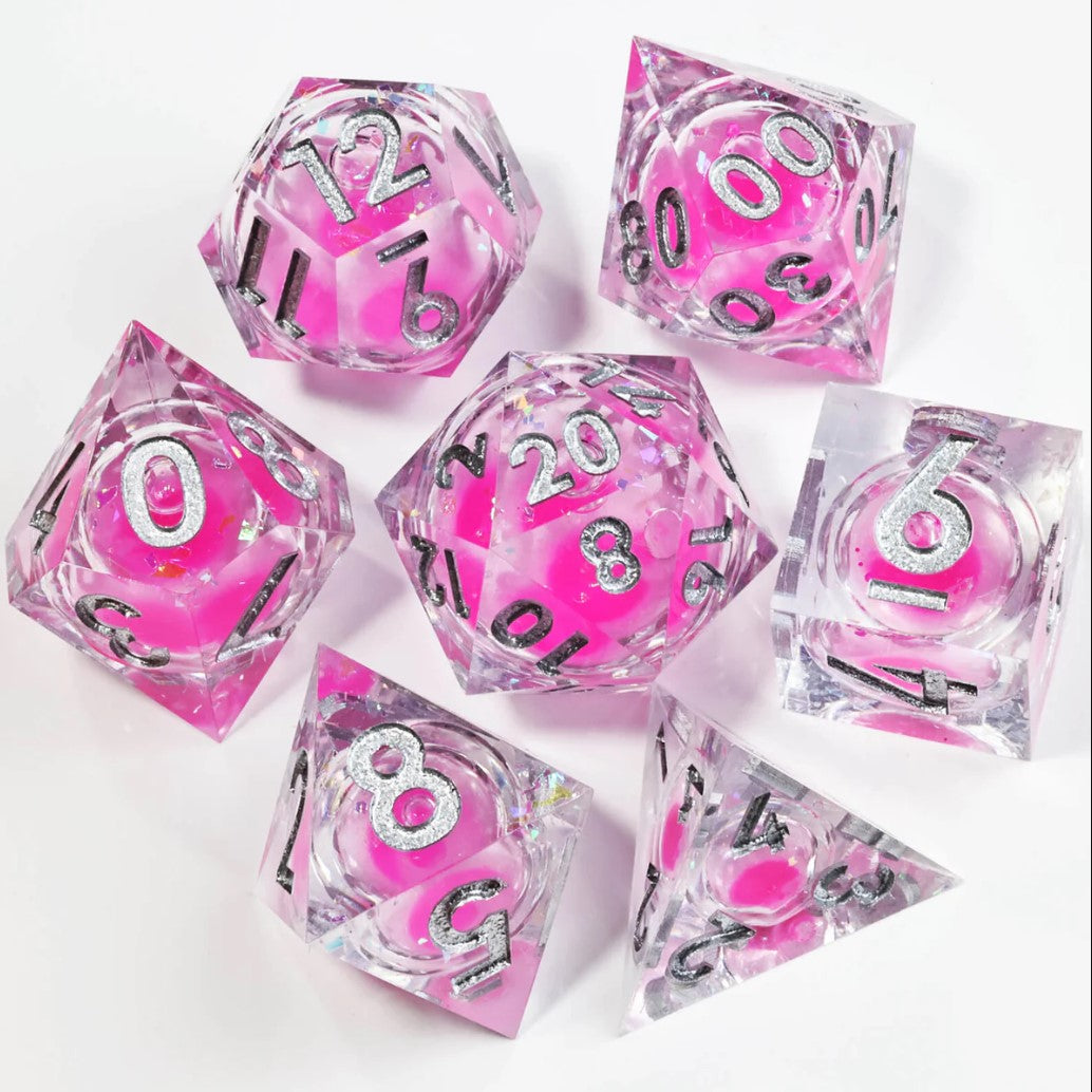 Lunar Blush: Handcrafted Resin TTRPG Dice Set - Drakmore Dice