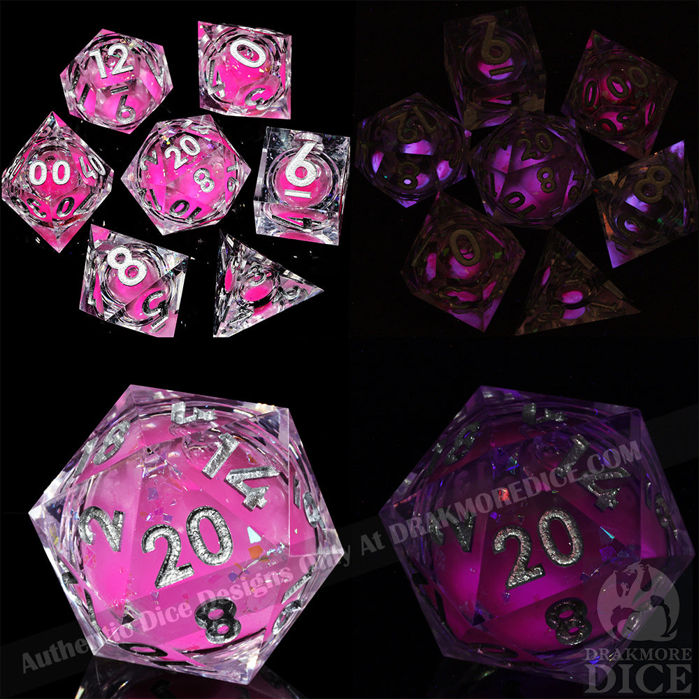 Lunar Blush: Handcrafted Resin TTRPG Dice Set - Drakmore Dice