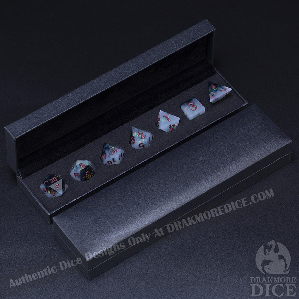 Ashen Heart: Handcrafted Resin TTRPG Dice Set - Drakmore Dice