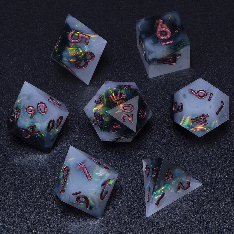 Ashen Heart: Handcrafted Resin TTRPG Dice Set - Drakmore Dice