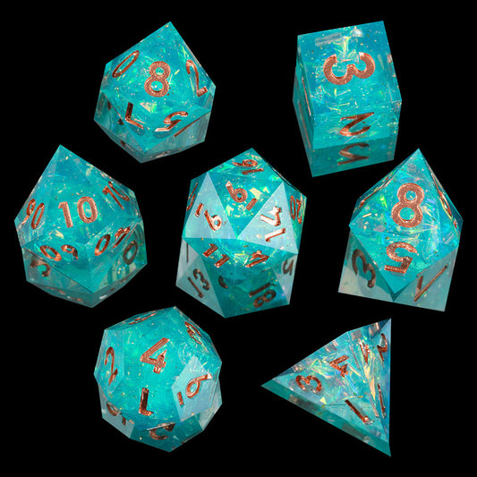 Sunlit Reef: Handcrafted Resin TTRPG Dice Set - Drakmore Dice