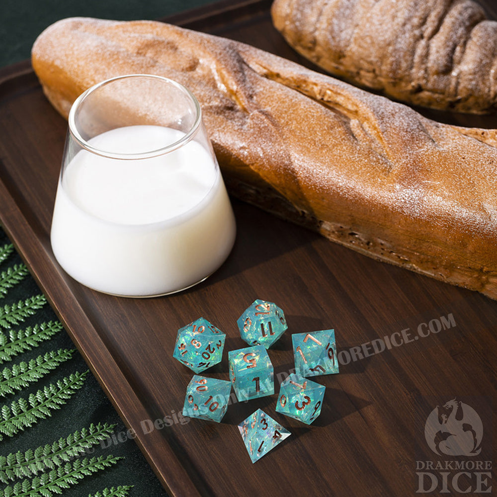 Sunlit Reef: Handcrafted Resin TTRPG Dice Set - Drakmore Dice