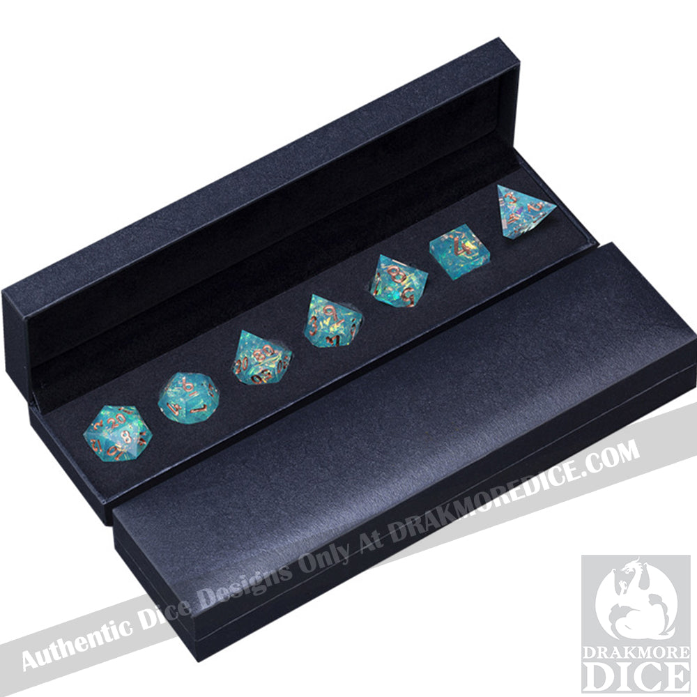 Sunlit Reef: Handcrafted Resin TTRPG Dice Set - Drakmore Dice