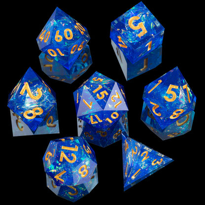 Blue Descent: Handcrafted Resin TTRPG Dice Set - Drakmore Dice