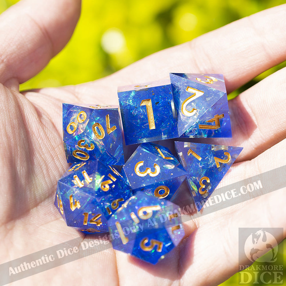 Blue Descent: Handcrafted Resin TTRPG Dice Set - Drakmore Dice