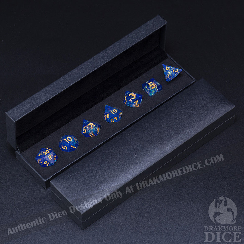 Blue Descent: Handcrafted Resin TTRPG Dice Set - Drakmore Dice