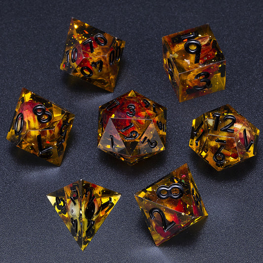 Amber Delight: Handcrafted Resin TTRPG Dice Set - Drakmore Dice