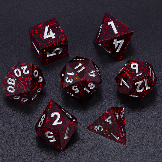 Red Vortex: Handcrafted Resin TTRPG Dice Set - Drakmore Dice