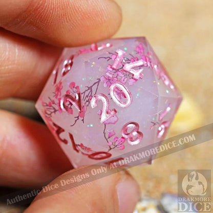 Sakura's Bloom: Handcrafted Resin TTRPG Dice Set - Drakmore Dice