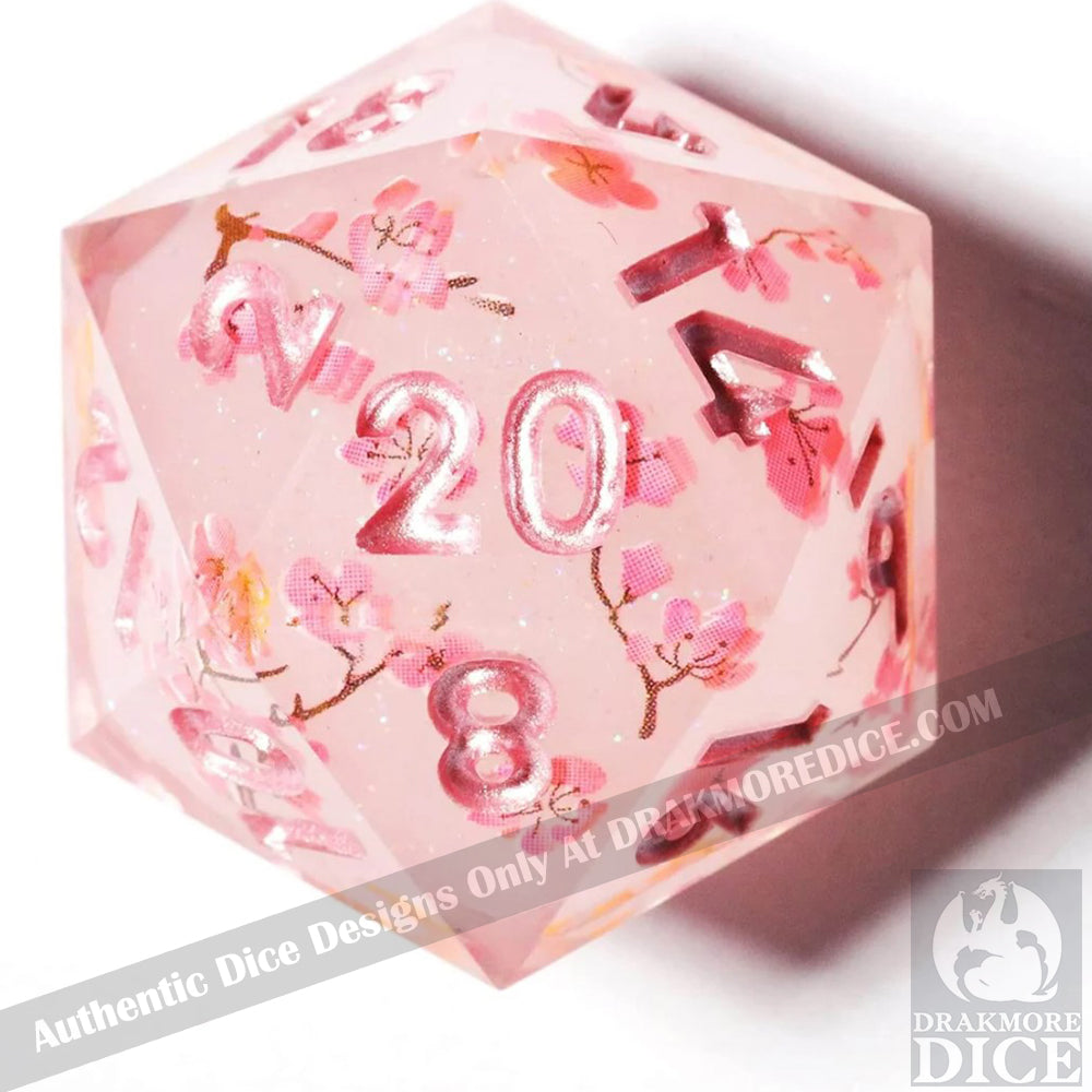 Sakura's Bloom: Handcrafted Resin TTRPG Dice Set - Drakmore Dice