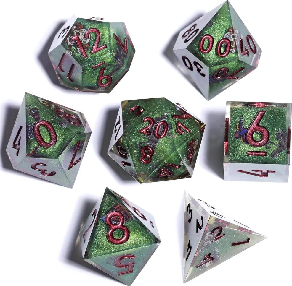 Verdant Abyss: Handcrafted Resin TTRPG Dice Set - Drakmore Dice