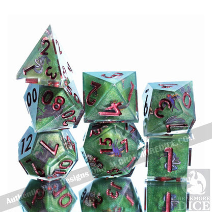 Verdant Abyss: Handcrafted Resin TTRPG Dice Set - Drakmore Dice